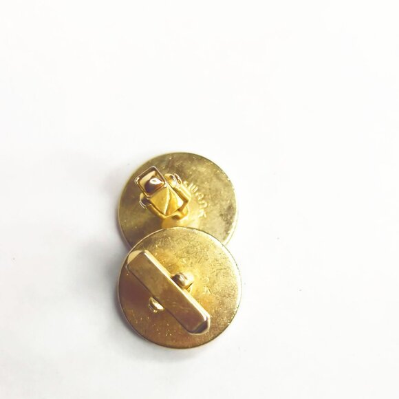 Vintage Swank Gold & Black Lion Crest Cufflinks - Picture 4 of 5